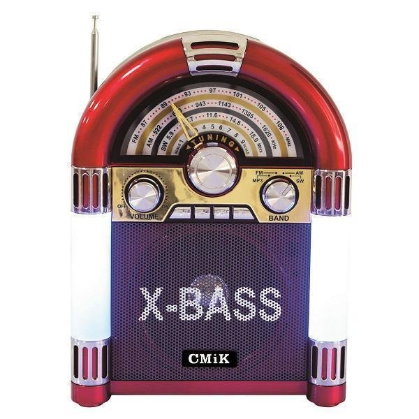 Retro Φορητό Ραδιόφωνο Επαναφορτιζόμενο με USB CMik MK-166BT Κόκκινο