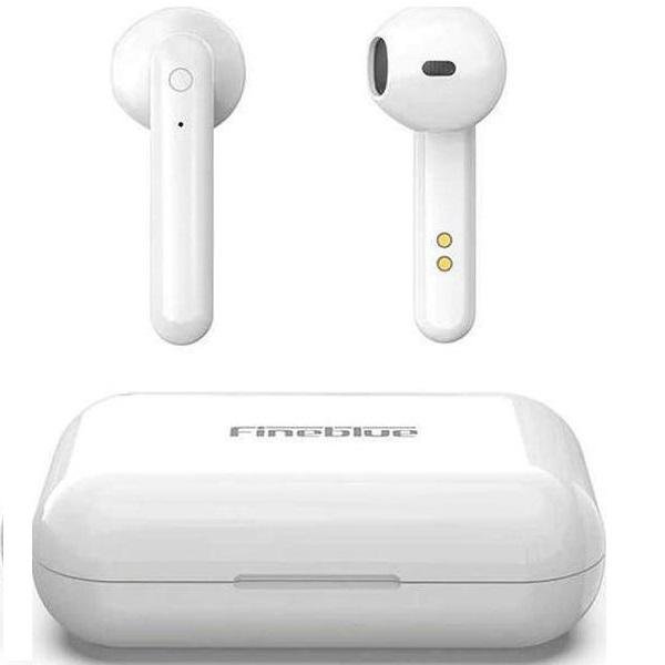 Bluetooth Fineblue Flypods J10 Touch με δόνηση Chip PAU White + White Case v5.0