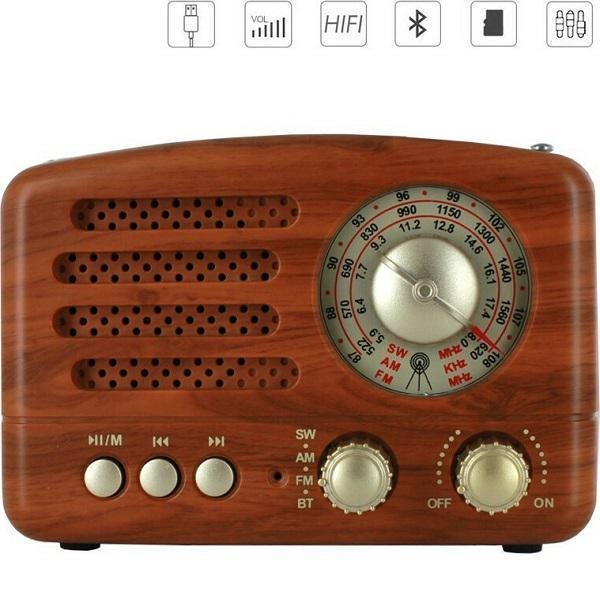 CMiK MK-615BT Retro Επιτραπέζιο Ραδιόφωνο Επαναφορτιζόμενο με Bluetooth και USB Καφέ