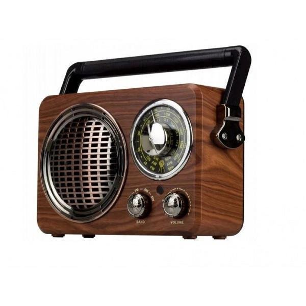 CMiK MK-612 Retro Bluetooth Επαναφορτιζόμενο Ραδιόφωνο-Ηχείο / Ανοιχτό Καφέ