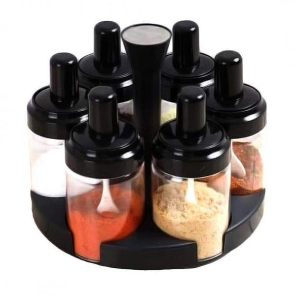 Περιστρεφόμενη Βάση Μπαχαρικών Με Ενσωματωμένο Κουταλάκι JM620 6τμχ