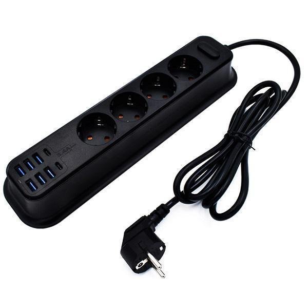 Πολύμπριζο Ασφαλείας με 4 Σούκο & 8 USB Θύρες 3.4Α 17W Moxom MX-ST05 – Μαύρο