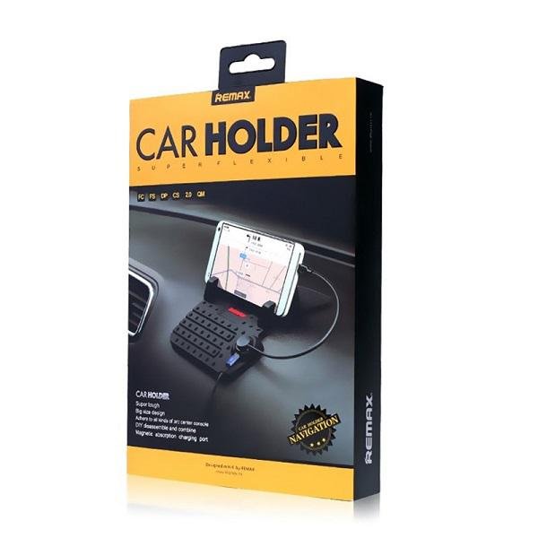 Remax Βάση Αυτοκινήτου με καλώδιο USB/USB-C - Μαύρο