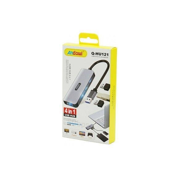 USB Hub 4 θυρών Andowl Q-HU121 Ασημί