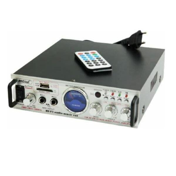 Andowl Ενισχυτής με λειτουργία Karaoke Q-T112 Mini σε Γκρι Χρώμα