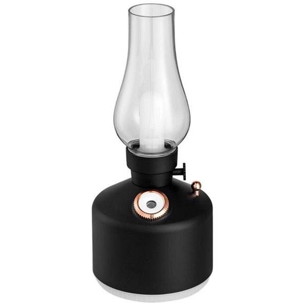 USB Φορτιζόμενη ρετρό λάμπα  με LED Light Aromatherapy Diffuser Mist Maker για διακόσμηση σπιτιού Μαύρο