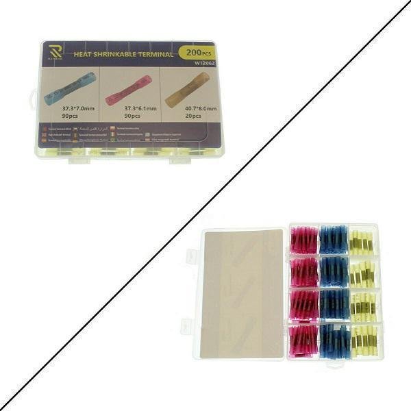 Σετ 200 τεμαχίων Υδατοστεγή Συγκολλητικά Θερμοσυστελλόμενα Τερματικά Σωλήνων W12062