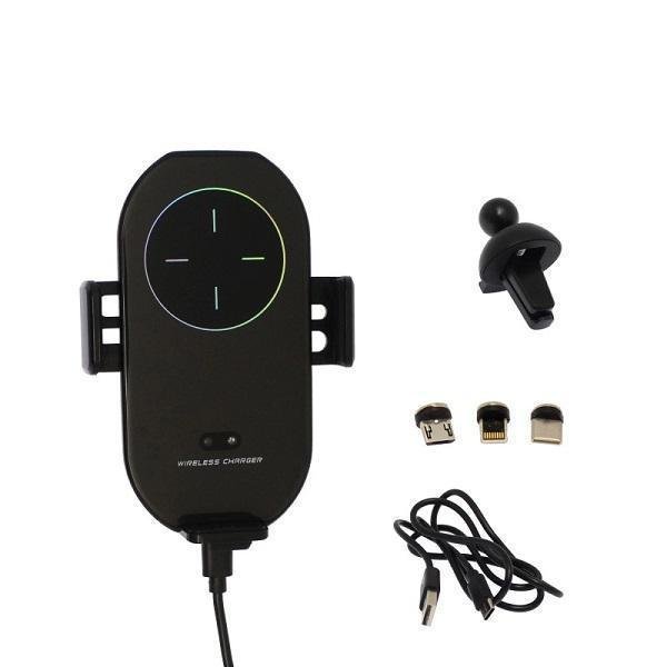 Βάση στήριξης κινητού και ασύρματος μαγνητικός φορτιστής γρήγορης φόρτισης με ρυθμιζόμενο βραχίονα και βύσματα Micro USB/Lightning/Type C A7s