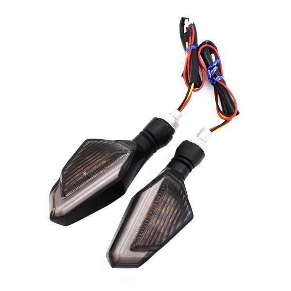 Σετ Τριγωνικά Φλας LED για Μοτοσυκλέτες 12V 10mm με διπλό Φωτισμό – Μπλε, Πορτοκαλί 2τμχ