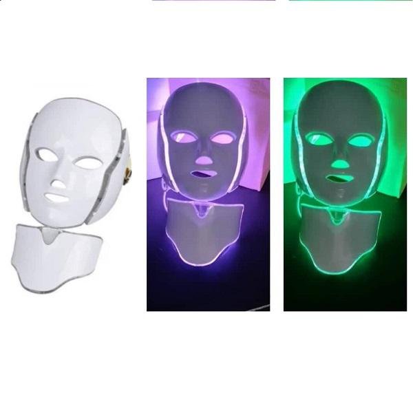 LED Μάσκα φωτοθεραπείας προσώπου 7 χρωμάτων με ΛΑΙΜΟ & 200 λυχνίες led MASK - 002 LY-27913