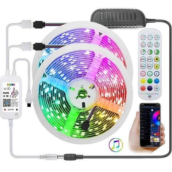 Αδιάβροχη Ταινία LED RGB 5m με H Τηλεχειριστήριο SMD5050 220V