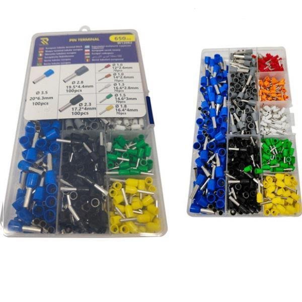 Σετ Ευρωπαϊκά Σωληνωτά Τερματικά 8 Μεγεθών 650τμχ W12082