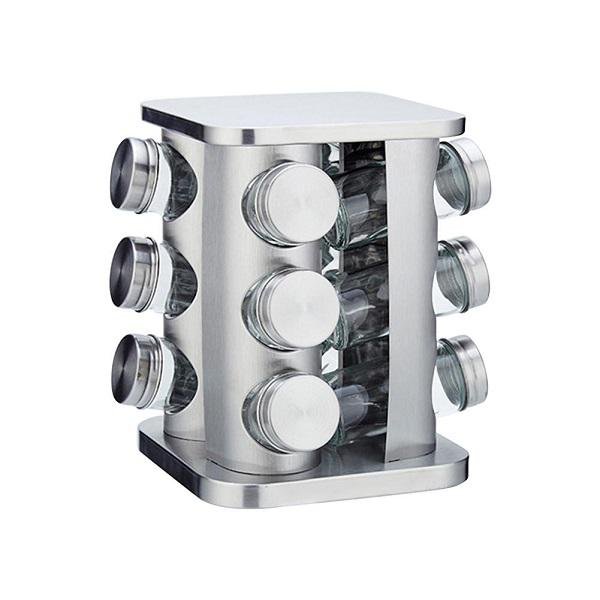 Θήκη Μπαχαρικών σε Περιστρεφόμενη Βάση 12τμχ INOX