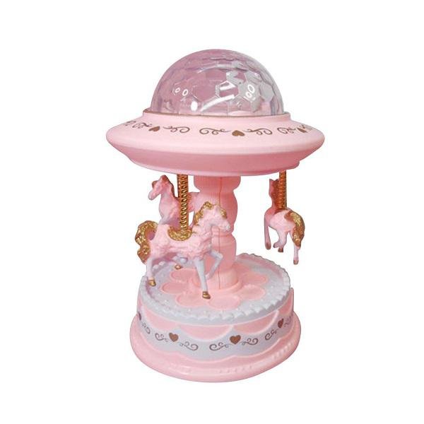Παιδικό LED φως και Μουσικό κουτί Υπνου Καρουζέλ Ροζ