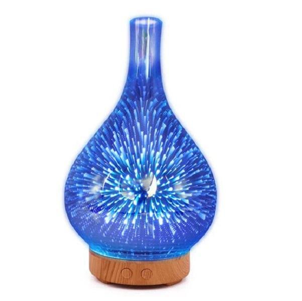 Υγραντήρας αέρα Oil Burner Home Humidificador Diffuser Humidifiers Firework Aromatherapy Diffuser 7 Χρώμα Γυάλινο Βάζο Σχήμα 3D Led