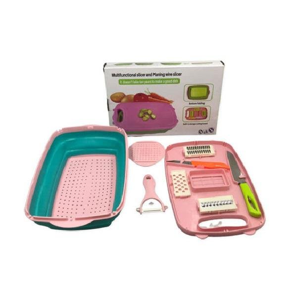 Πολυλειτουργικός πολυκόφτης & συρμάτινος κόφτης σχεδιασμού 9τμχ Ροζ/Πράσινο