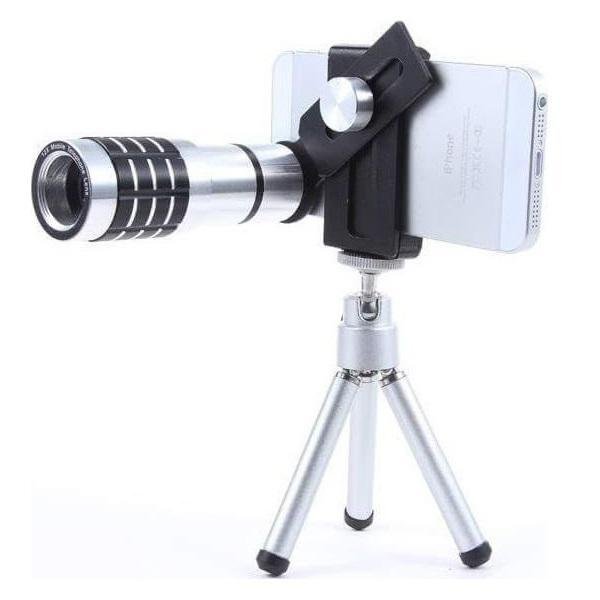 Φωτογραφικός Τηλεφακός 12x Zoom Για όλα τα Κινητά Τηλέφωνα + Smartphone σε Ασημί