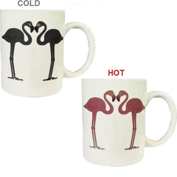 Κούπα σχέδιο 2 Lovers Flamingo Black που αλλάζουν χρώμα με την θερμοκρασία / Mug Ceramic 2 Lovers Black Flamingo Change Color 300ml