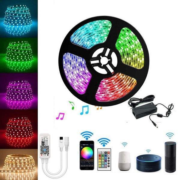 Αδιάβροχη Ταινία LED RGB 5m με Τροφοδοτικό και Τηλεχειριστήριο SMD5050 12V