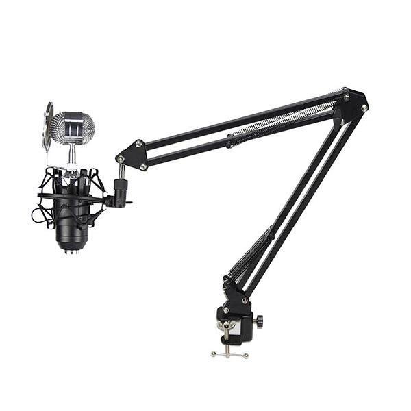 1-28 Ατσάλινη Βάση Μικροφώνου Τύπου Ψαλίδι για Γραφεία & Τραπέζια - Μαύρο Andowl Q-A192