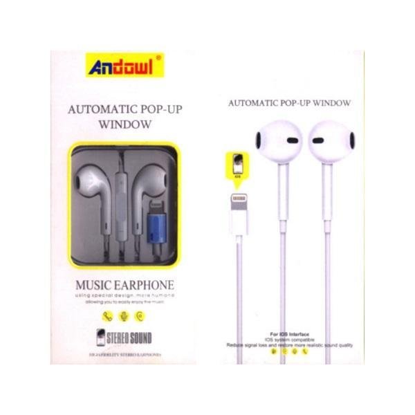 In-ear Handsfree με Βύσμα Lightning Λευκό Andowl QM-09