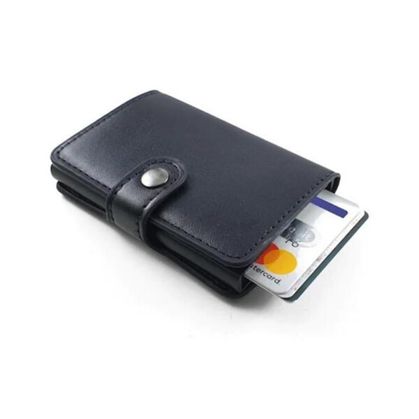 Πορτοφόλι Πιστωτικών Καρτών Δερματίνης Με Μεταλλική Θήκη Rfid Μαύρο