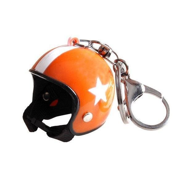 Μπρελόκ Κράνος Μοτοσικλέτας Πορτοκαλί Λευκό