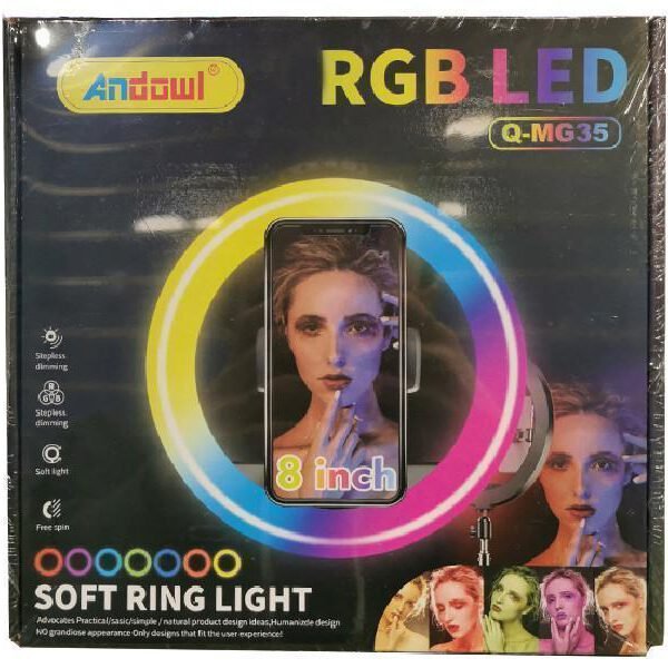 Andowl Ring Light 20.32cm με Τρίποδο και Βάση για κινητό