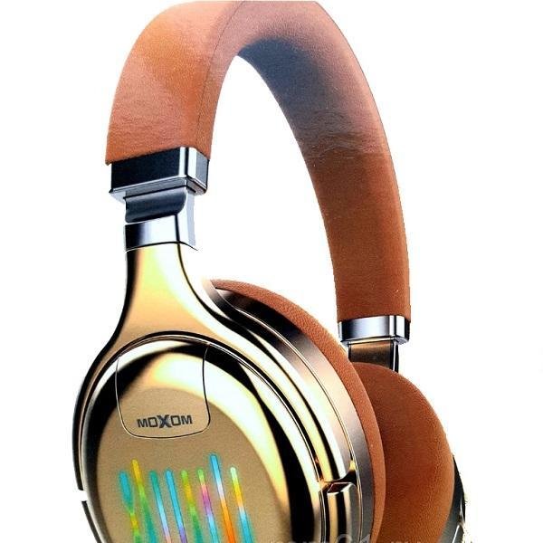 Moxom MX-WL14 Ασύρματα/Ενσύρματα Over Ear Ακουστικά Καφέ