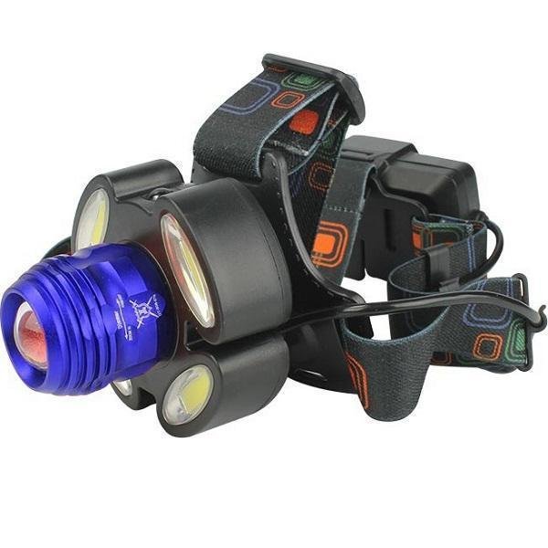 Φακός Κεφαλής Μπαταρίας Led 5000lm Headlight Rotary Zoom T6 Μαύρο/Μπλε