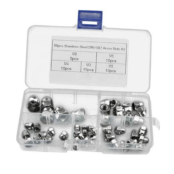 20211125155526_50_tmch_anoxeidoto_atsali_exagonikon_paximadion_me_strogyli_kefali_prostateytiko_kalymma_paximadion_m3_m4_m5_m6_m8_acorn_nuts_assortment_kit50_din1587 50 τμχ. Ανοξείδωτο ατσάλι εξαγωνικών παξιμαδιών με στρογγυλή κεφαλή προστατευτικό κάλυμμα παξιμαδιών M3 M4 M5 M6 M8 Acorn Nuts Assortment Kit50-DIN1587