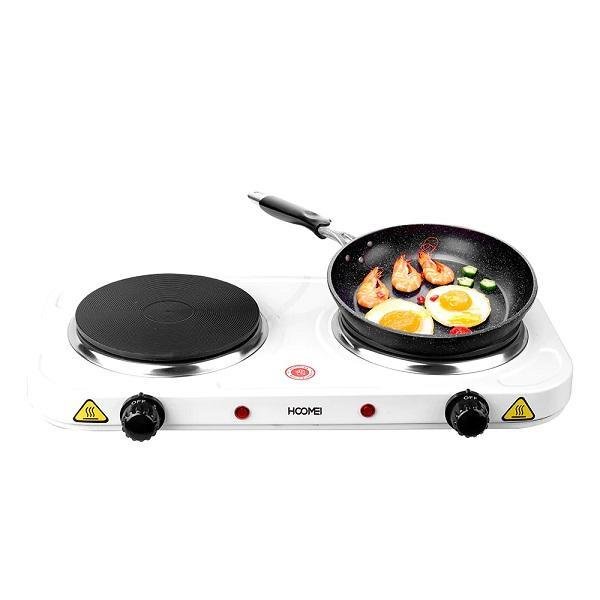 Επιτραπέζια Εστία Εμαγιέ Διπλή 1000+1000W Hoomei HM-5620 Λευκή