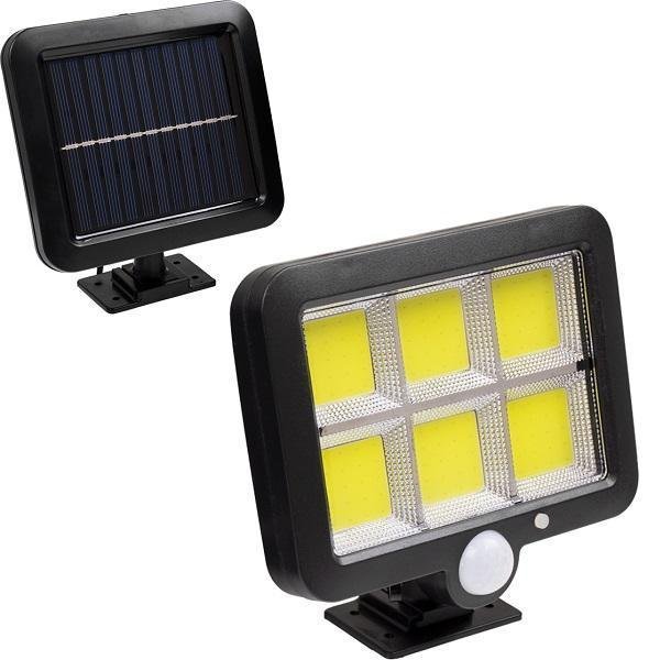 Αυτόνομος Ηλιακός Προβολέας LED 1. 20 6 x  COB 35W 1800lm  με Ενσωματωμένη  Μπαταρία 2400mAh - Φωτοβολταϊκό Πάνελ με Αισθητήρα Ημέρας-Νύχτας - PIR Αισθητήρα Κίνησης Αδιάβροχο IP65 Ψυχρό Λευκό 6000K