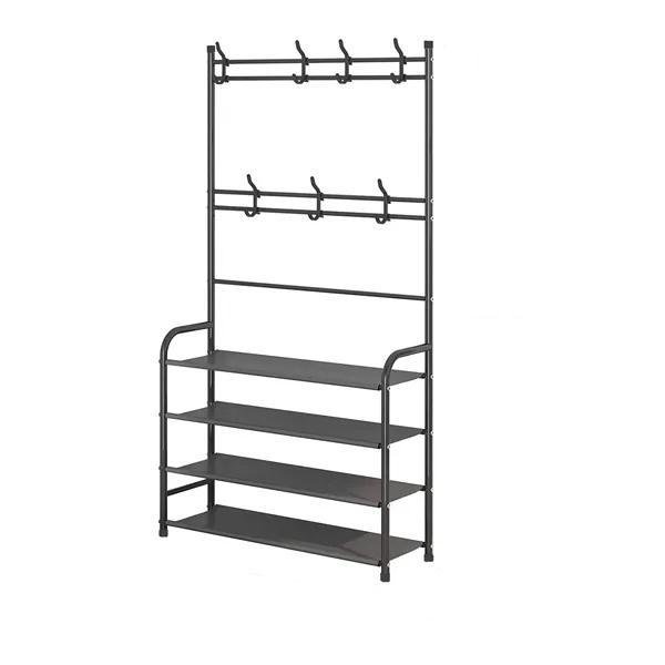 Πολυλειτουργικό πορτμαντό παπουτσιών και καπέλων με 4 ράφια Μαύρο 80X26X168CM  Ρ5