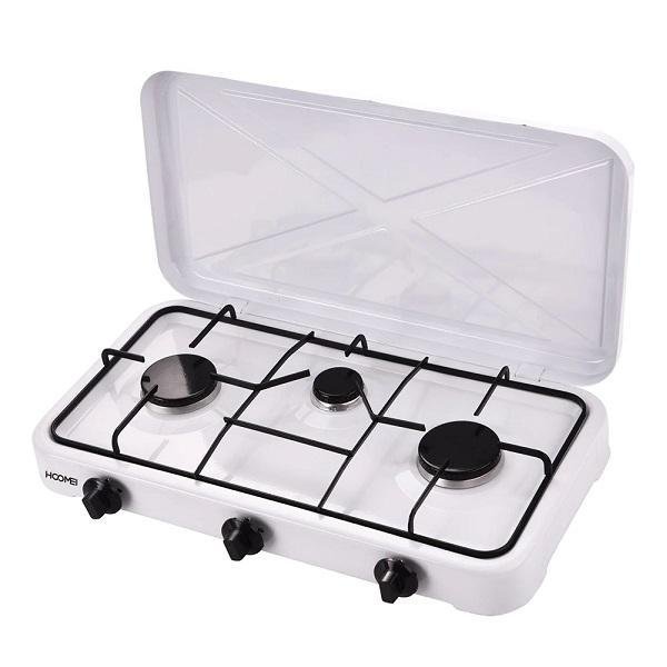 Επιτραπέζια Εστία Υγραερίου Τριπλή Hoomei HM-563T Λευκή