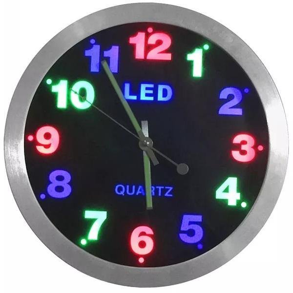 Bosheng Στρογγυλό ρολόι τοίχου 30εκ με οπίσθιο φωτισμό LED  GH1207 Πολύχρωμο Ασημί