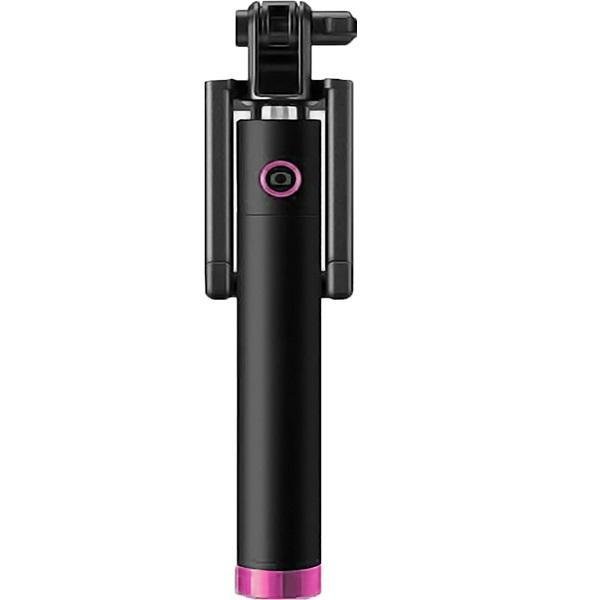 Combo Monopod Selfie Stick με Καλώδιο 3.5mm Ροζ