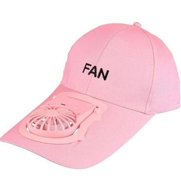 Fan Hat Καπέλο Με Ανεμιστήρα 3 Ταχυτήτων USB One size Ροζ