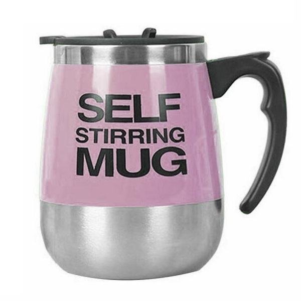 ΜΕΤΑΛΛΙΚΗ ΚΟΥΠΑ ΠΟΥ ΑΝΑΚΑΤΕΥΕΙ ΤΟΝ ΚΑΦΕ ΜΕ ΤΟ ΠΑΤΗΜΑ ΕΝΟΣ ΚΟΥΜΠΙΟΥ 450ML SELF STIRRING MUG AUTOMATIC MIXING MUG ΡΟΖ 35475639