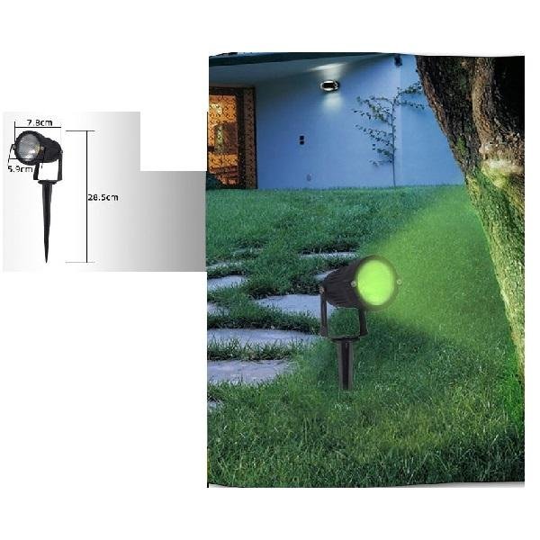 Universo Αδιάβροχο Φωτιστικό Led Καρφωτό Πράσινο φως 5W ES06-NF Μαύρο