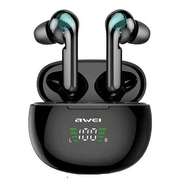In-ear Bluetooth Handsfree Ακουστικά με Θήκη Φόρτισης Awei T15P Μαύρα
