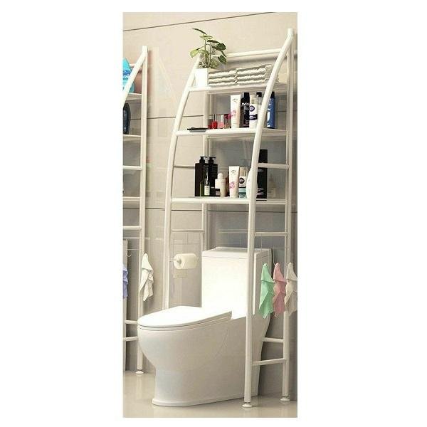 TM-0093 Επιδαπέδια Ραφιέρα Μπάνιου Μεταλλική με 3 Ράφια 47x25x166cm Λευκό