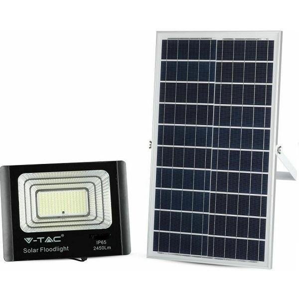 Στεγανός Ηλιακός Προβολέας IP65 Ισχύος 200W 3100lm με Τηλεχειριστήριο και Φυσικό Λευκό Φως σε Μαύρο χρώμα V-TAC 8577