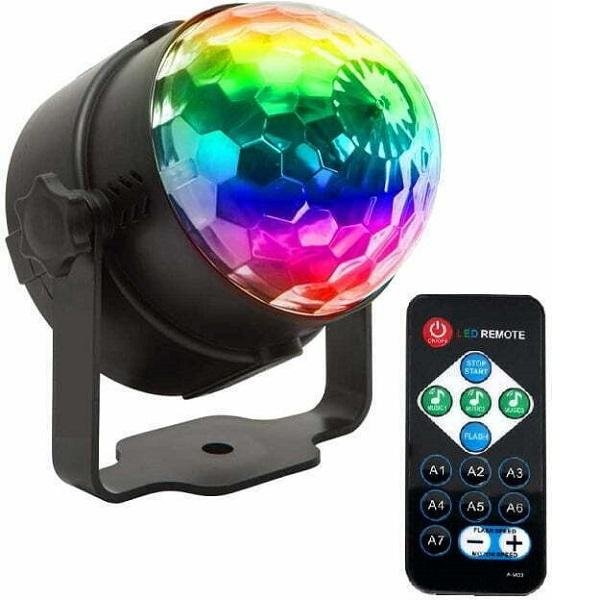 Bailong Mini Magic Ball Διακοσμητικό Φωτιστικό με Φωτισμό RGB Party Light LED σε Μαύρο Χρώμα