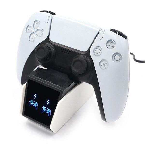 Βάση διπλής φόρτισης για χειριστήριο PS5 με τροφοδοτικό MIMD SND-462 Λευκό
