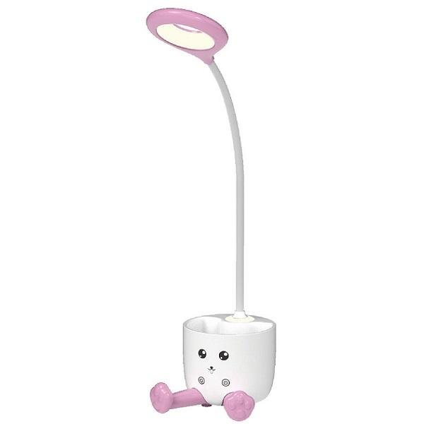 Εύκαμπτο Επαναφορτιζόμενο Φωτιστικό γραφείου LED Γατάκι με Πολυλειτουργική θήκη για στυλό Arrango AT76286 Λευκό