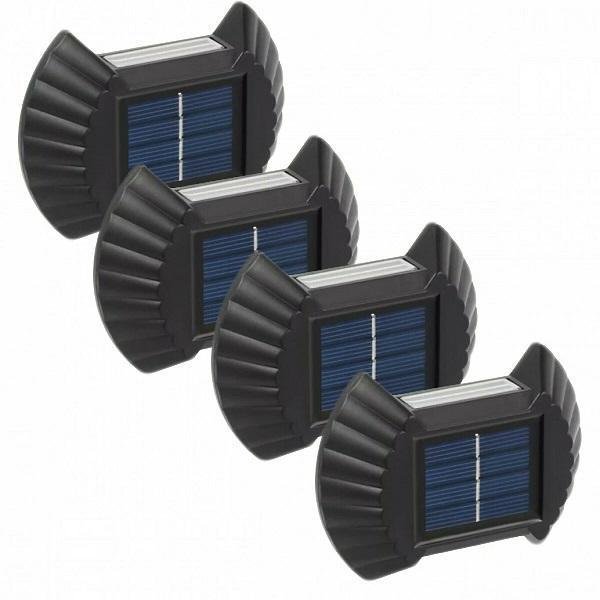 Σετ Στεγανών Επιτοίχιων Ηλιακών Φωτιστικών IP65 με Αισθητήρα Φωτός 4τμχ σε Μαύρο Χρώμα 29197