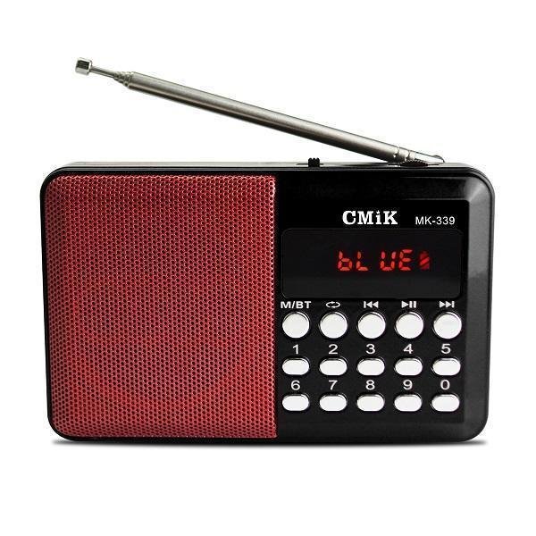 CMIK MK-339 Φορητό Ραδιόφωνο Επαναφορτιζόμενο με Bluetooth και USB Κόκκινο