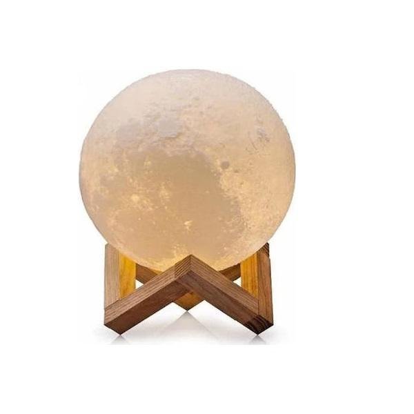Διακοσμητικό Φωτιστικό Μοοn Light LED 15cm Αφής 3D σε Λευκό Χρώμα