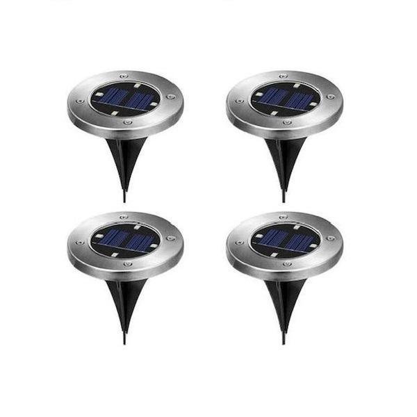 Hoppline Σετ Καρφωτών Ηλιακών Φωτιστικών με Αισθητήρα Φωτός 4τμχ σε Ασημί Χρώμα HOP1000960-1